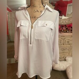 long sleeve michael kors white blouse